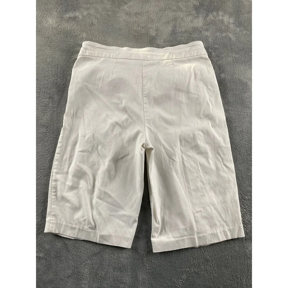 Fit Sight Womens White Pull On Bermuda Shorts Size Medium Stretch Casual Summer